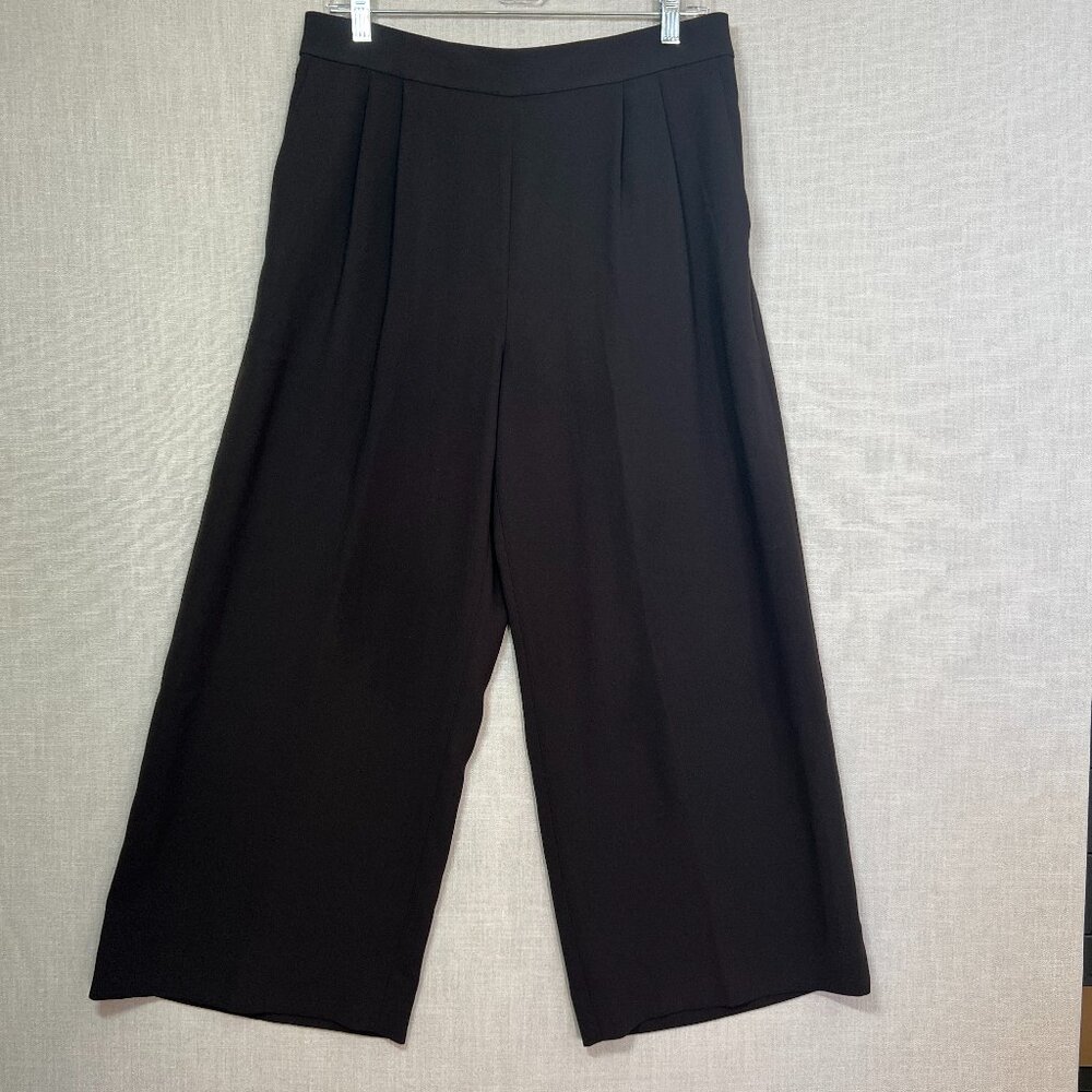 J Crew Wide Leg Crop Pant, NWT: Black Crepe, Size 10 Tall
